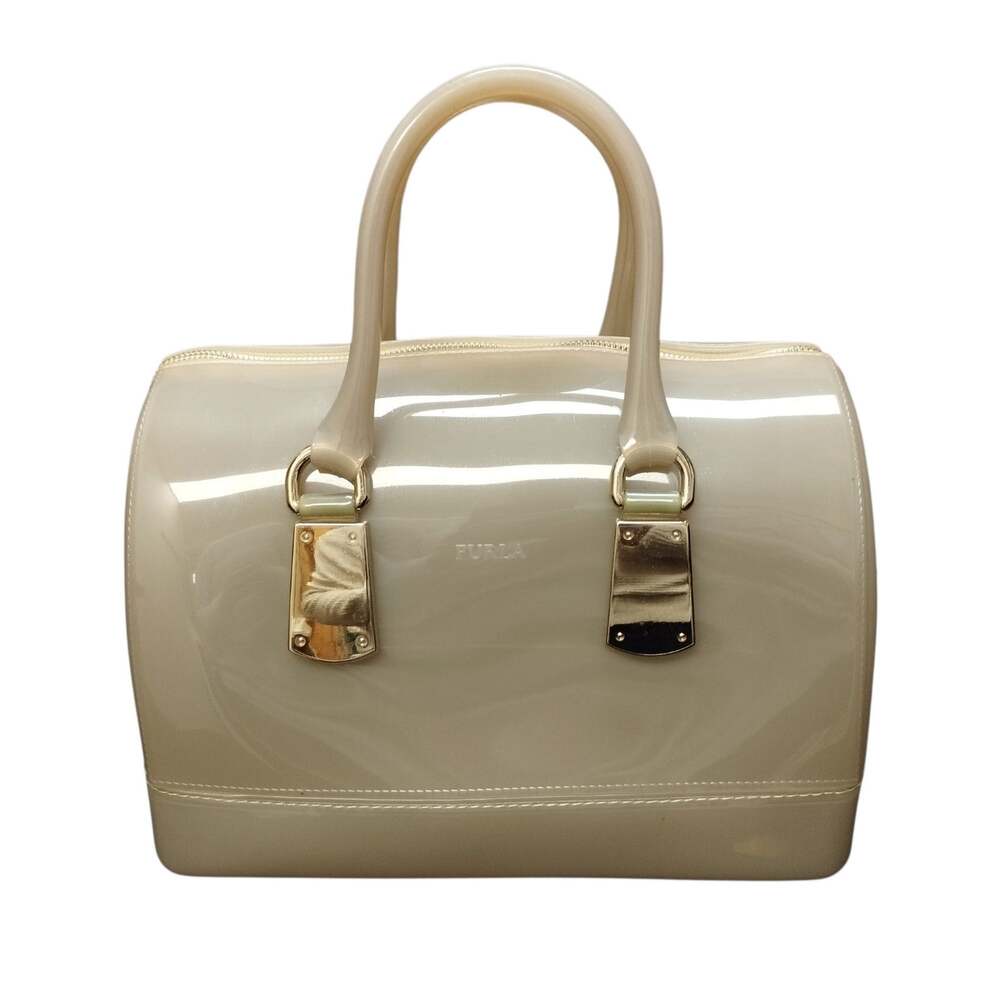 Furla Jelly Candy Satchel Made In Italy Transparent Rubber Padlock Statement